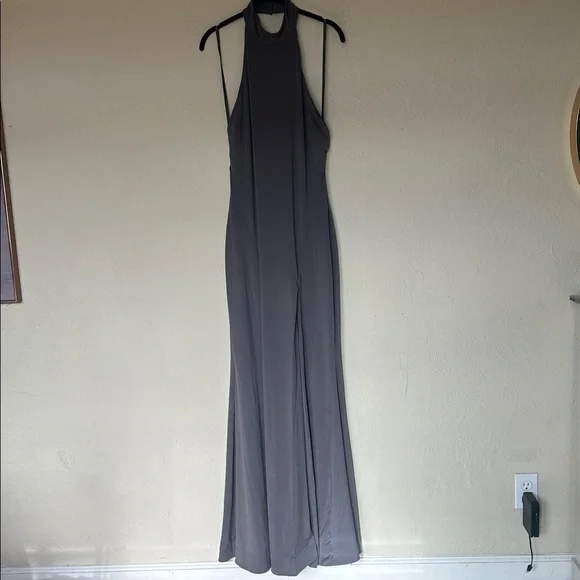 House Of CB Juliette Shadow‎ Halter Gown gray Maxi gown NWOT size Large